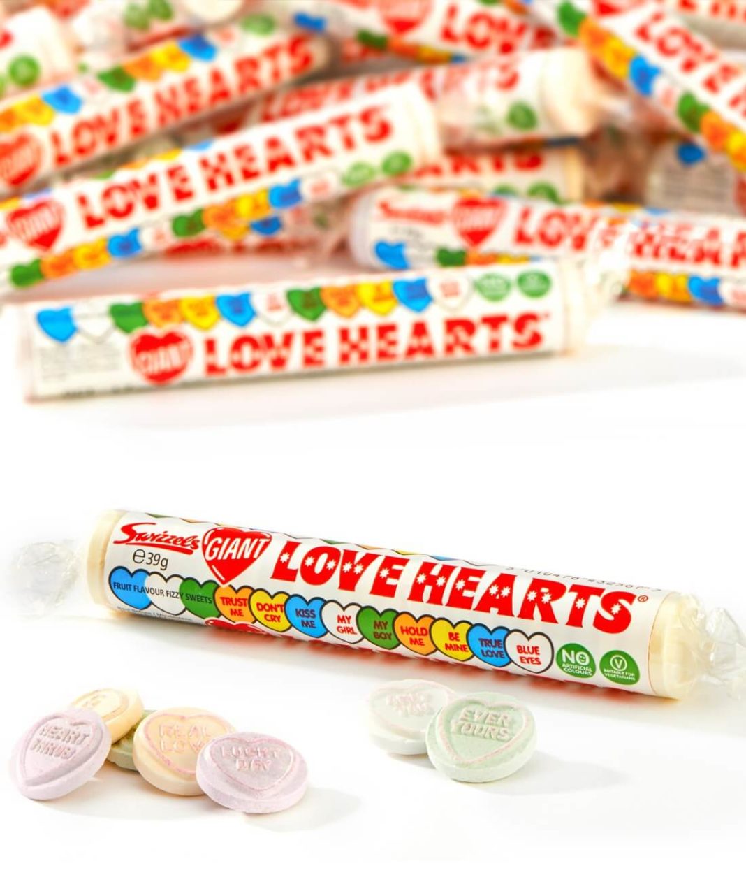 are love heart sweets vegetarian