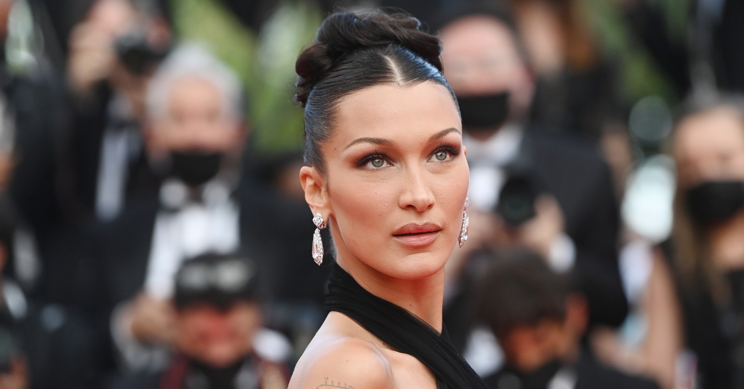 Bella Hadid wears a black dress on the red carpet