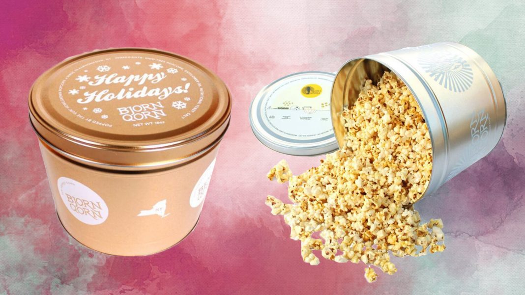 Bjornqorn Launches 40 2 Gallon Decorative Tin Of Vegan Popcorn