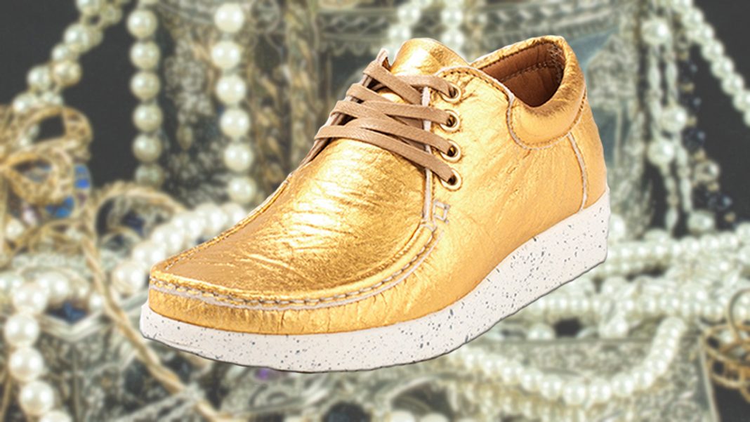 Golden Vegan Pineapple Leather Sneakers 