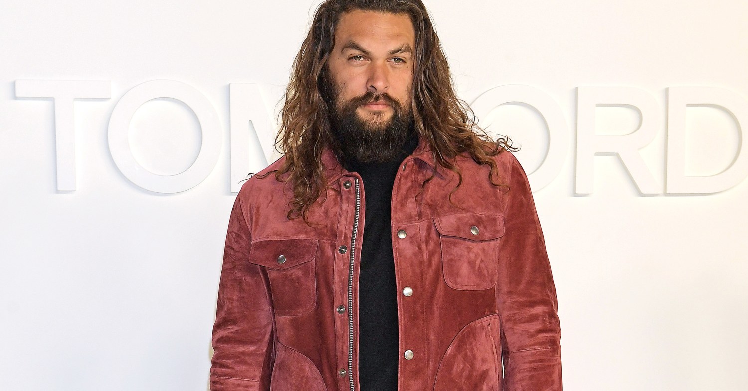 Jason Momoa shaves beard to promote recycling. Jason Momoa with beard at a Tom Ford event.