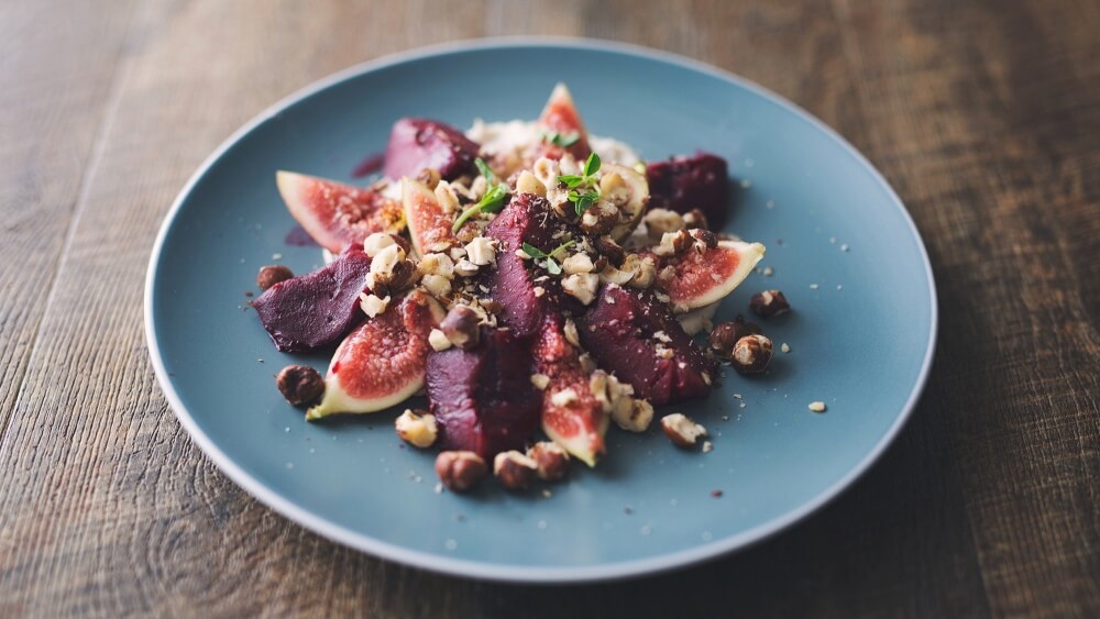 Vegan Plum and Fig Salad With Hazelnuts