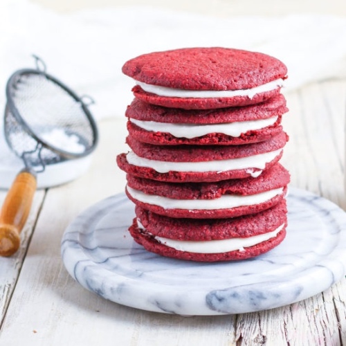 Make These Creamy Vegan Red Velvet Cookie Sandwiches
