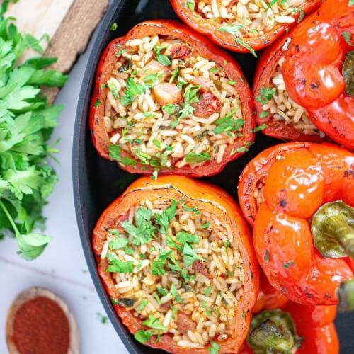 Impress With These Vegan Savory Stuffed Bell Peppers