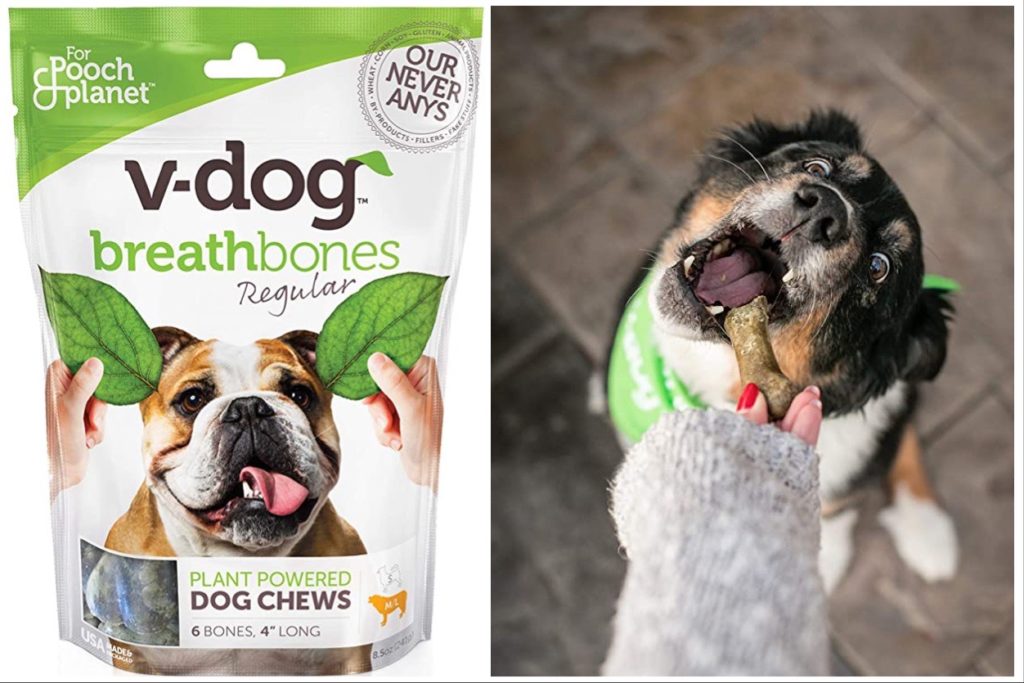 These plant-based chews make the perfect vegan Valentine's Day gift for dogs. | V-dog