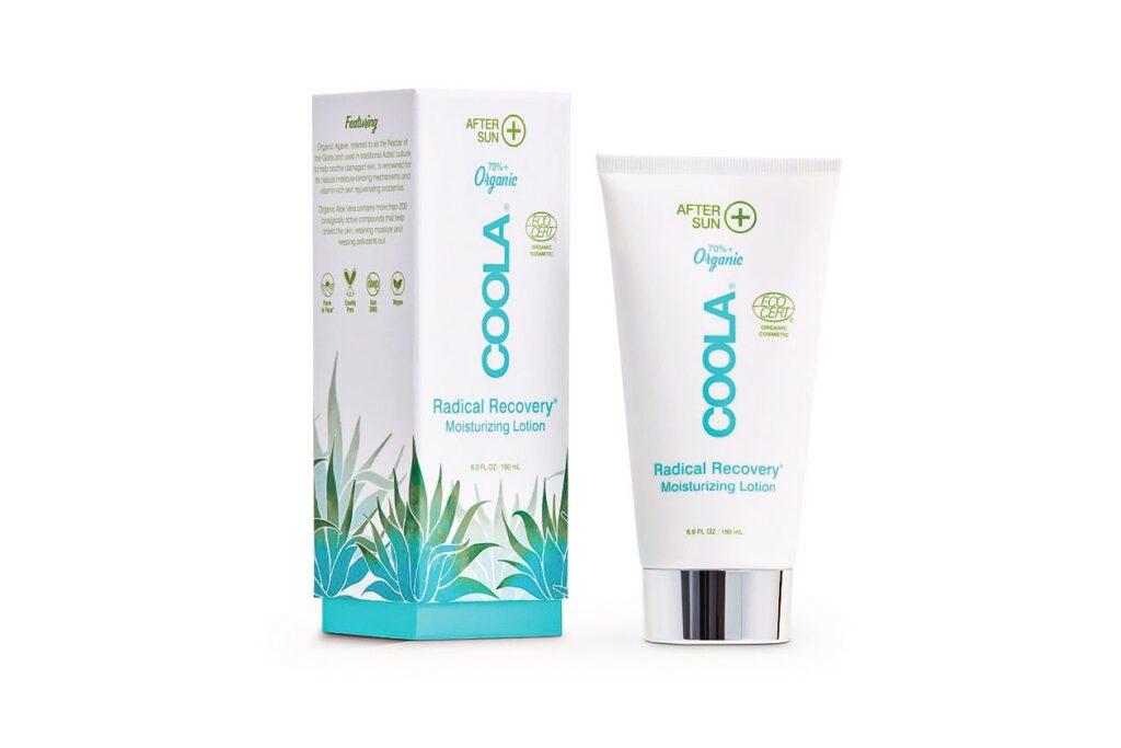 Coola's soothing after sun lotion anti-inflammatory ingredients, including rosemary extract.