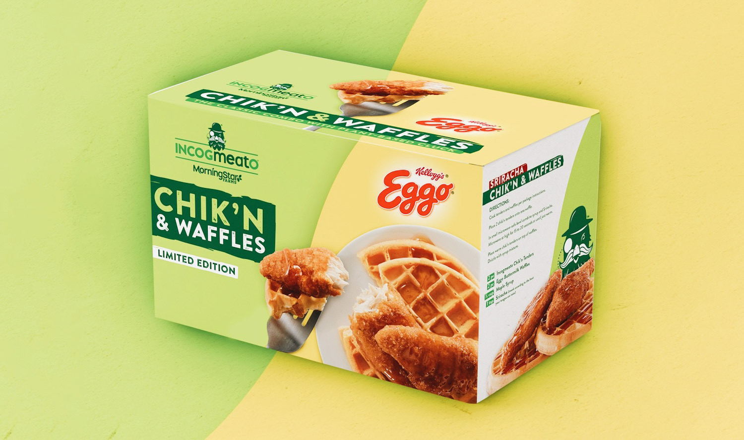 Photo of Eggo's new limited edition buttermilk waffles and vegan chicken package.