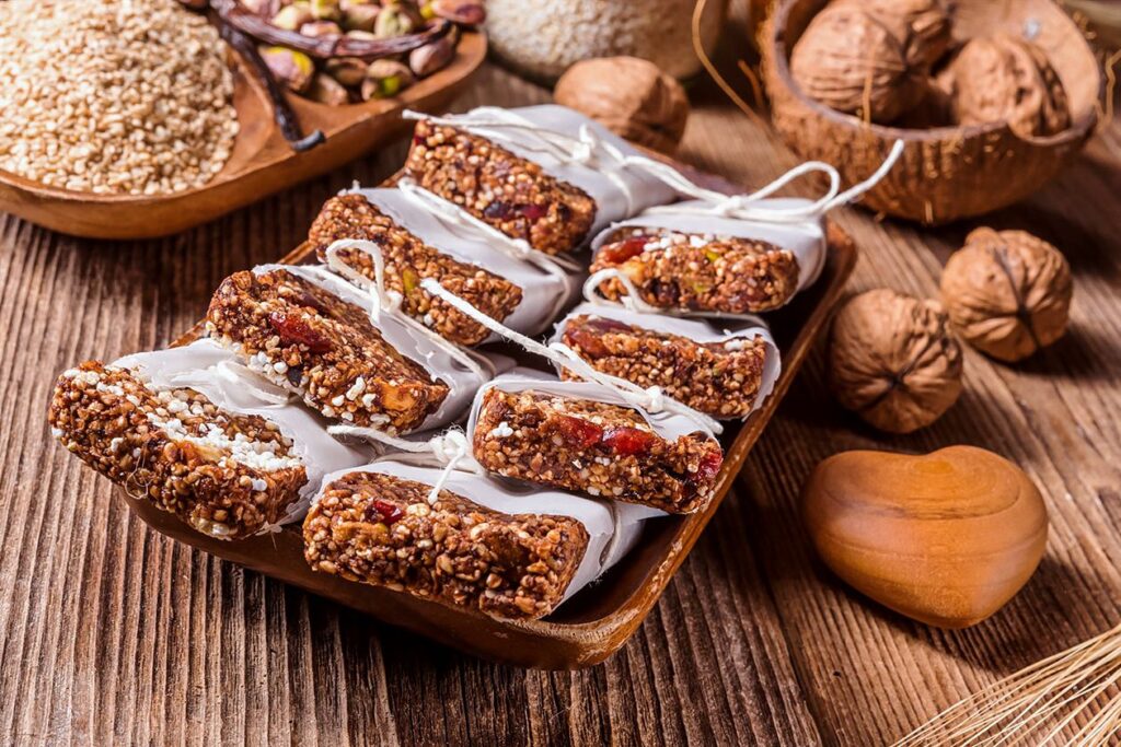 Photo shows granola bars made with amaranth