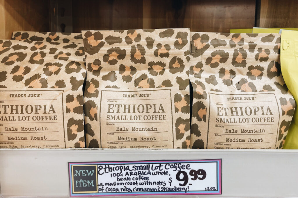 Photo shows Trader Joe's Ethiopian small lot coffee.