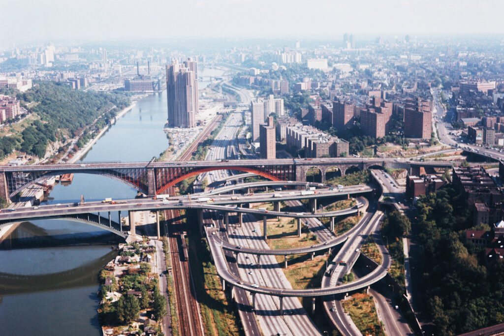 Photo shows the notorious Bronx Expressway from above.