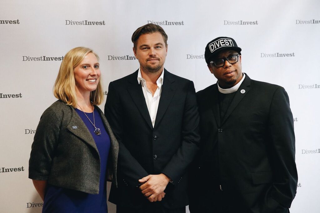 Photo shows Leonardo DiCaprio at the Divest-Invest conference in NYC